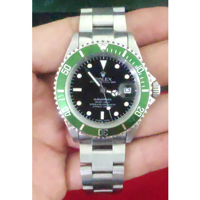นาฬิกาข้อมือ Rolex Submariner Date 50 Anniversary Kermit Green Bazel Black Dial  40mm