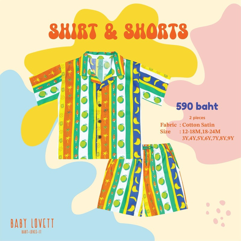 💕ติดจอง💕(New!) Baby Lovett 🌴 SUMMER 🌴 - No.25 Shirt &amp; Shorts / 12-18