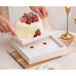 กล่องเค้กปอนด์ PVC ฐานรอง 2ชั้น 15x15x11-20x20x11.8 ซม ร้านเบเกอรี่ PP14