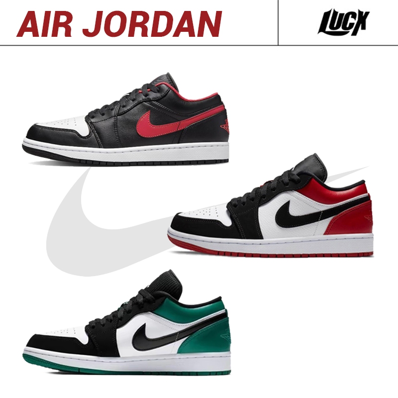 ของแท้100% Nike Air Jordan 1 Low Sneakers AJ1 Black Toe / White Toe / Green Toe ทนต่อการสึกหรอ รองเท้าผ้าใบ
