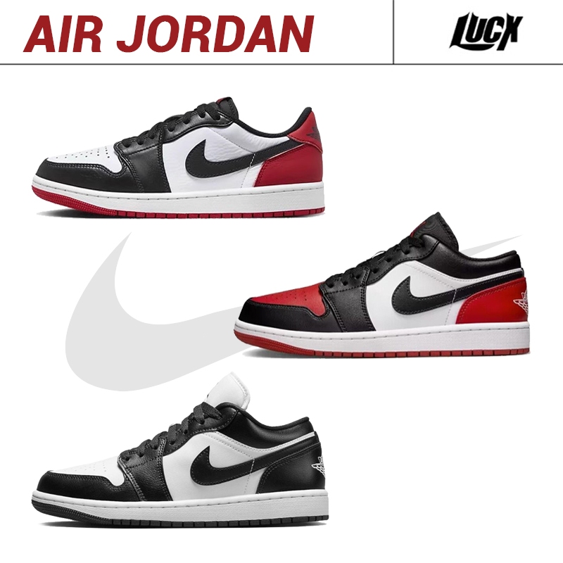 ของแท้100% Nike Air Jordan 1 Low Sneakers AJ1 Black Toe / Bred Toe / Panda ทนต่อการสึกหรอ รองเท้าผ้าใบ