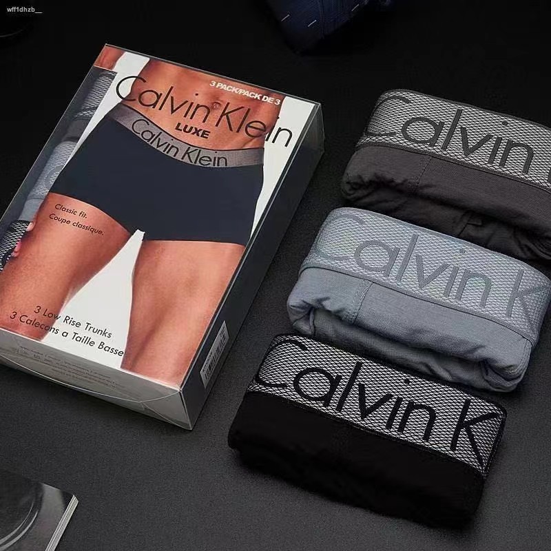 【calvin klein underwear】กางเกงในชาย ck 1กล่อง 3ตัว กางเกงในแบรนด์แท้100% เนื้อผ้าฝ้ายระบายอากาศได้ดี ✔