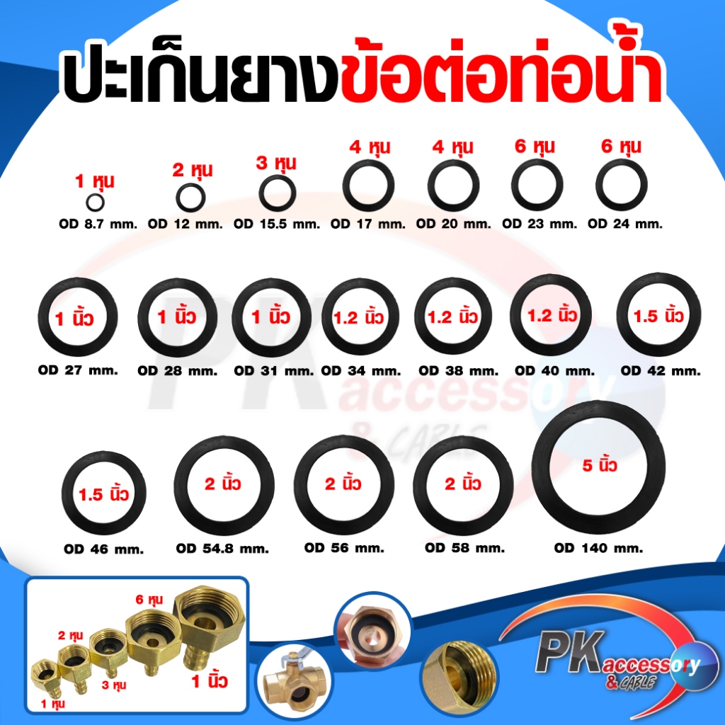 ปะเก็นยาง ปะเก็นโอริง ยางรองกันน้ำรั่วซึม สีดำ มีหลายขนาด รบกวนเทียบขนาดจากรูปก่อนสั่ง