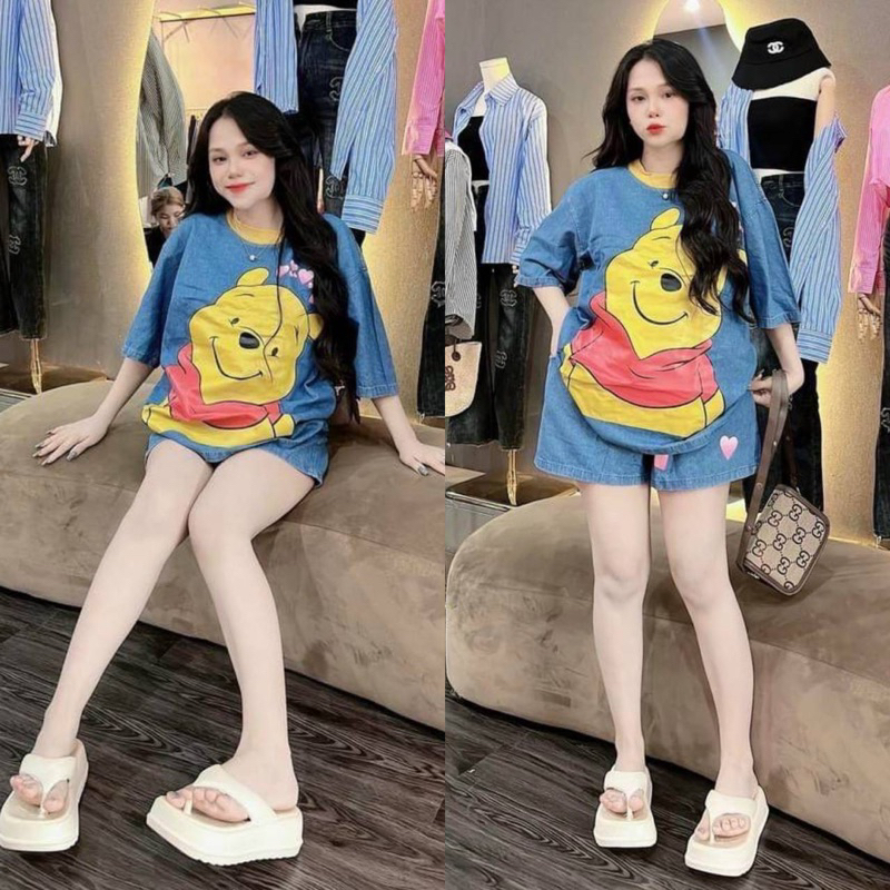 ชุดเซ็ตยีนส์แท้ ลายกาตูนร์น่ารัก