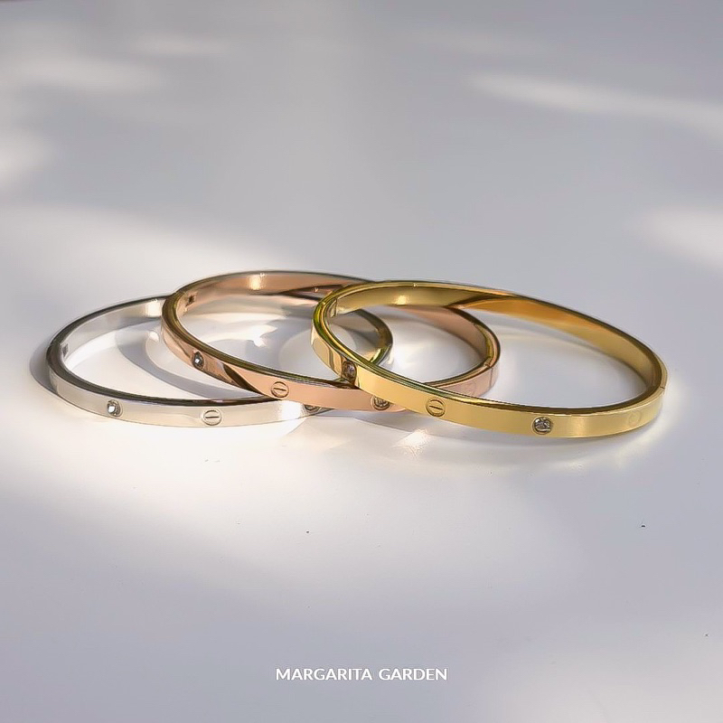 Margarita LOVE Slim Stainless Bangle (with Diamond)