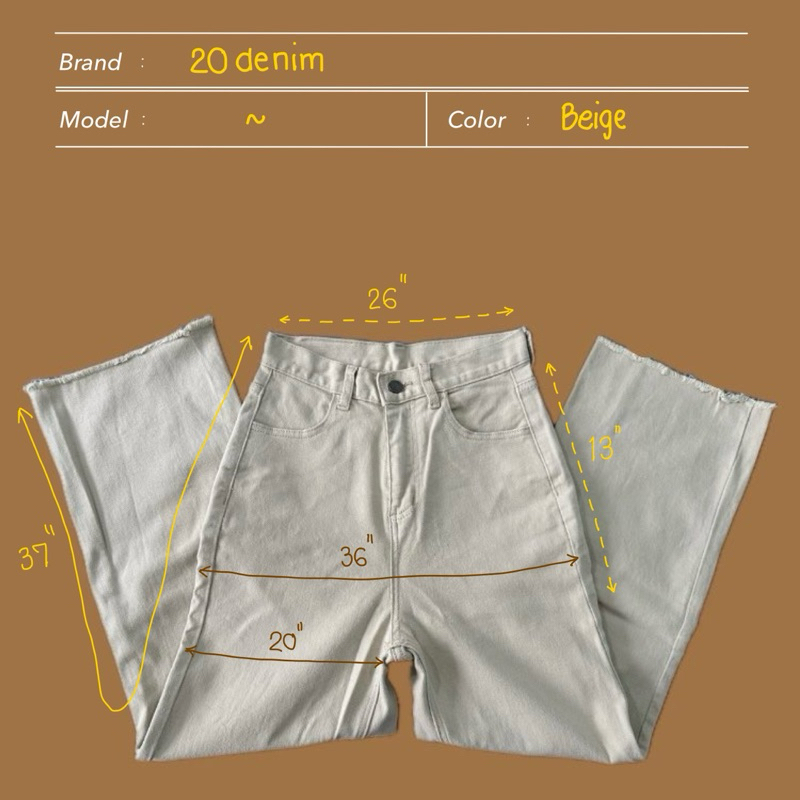[used like new✨] ยีนส์20denim สีเบจ เอว26