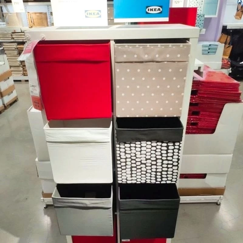 IKEA,แท้,กล่องผ้าอิเกีย อีเกีย ikea ขนาด33x38x33ซม.กล่องผ้าโพลีเอสเตอร์100%,วัสดุคล้ายกำมะหยี่,กล่องเก็บของอเนกประสงค์