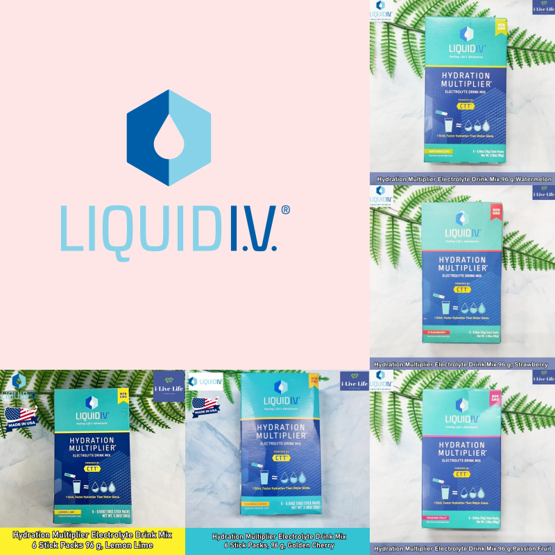 60% Sale!!! สินค้า EXP.09/2025 Liquid I.V.-Hydration Multiplier Electrolyte Drink Mix 6 Stick Packs,
