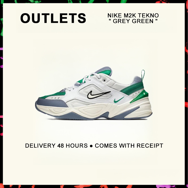 รับประกันของแท้ Nike M2K Tekno " Grey Green " รองเท้ากีฬา AV4789 - 009 รับประกัน 1 ปี