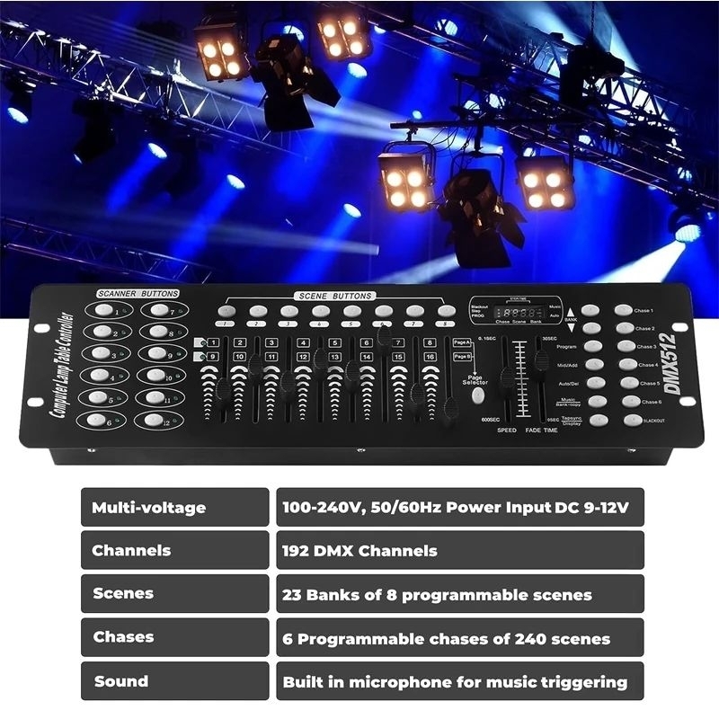 บอร์ดไฟเวที192 บอร์ดำ บอร์ดไฟ บอร์ดคุมไฟเวที  DMX240โหมดDMX512 คุมไฟพาร์ ไฟบีม ไฟเวที ไฟมูฟวิ่งได