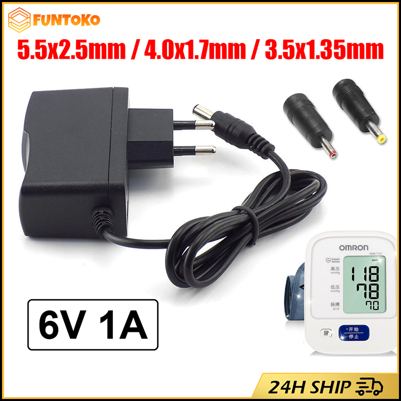 DC อะแดปเตอร์ Adapter 6V 1A (DC 5.5 x 2.5MM) แถมหัวแปลงอีก2หัว EU plugบริการหลังการขายดี