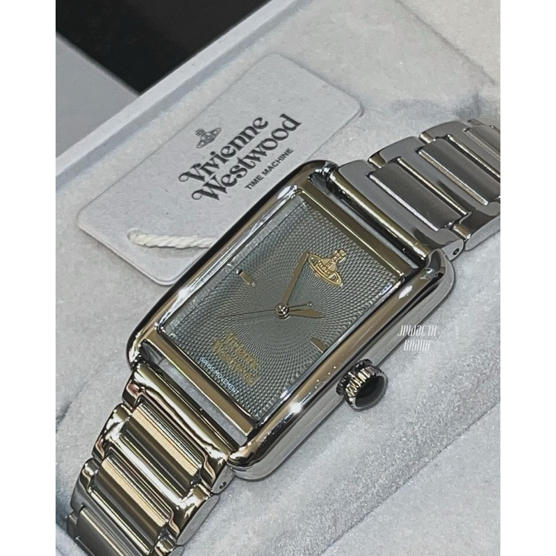 (พร้อมส่ง)Vivienne Westwood ทรงนี้น่าเก็บ✅ VV297GRSL Women's Shacklewell Rectangle Bracelet Strap Watch, Silver/Green.🫒🤍
