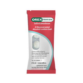 OREX Stericott สำลีก้อน ชุบแอลกอฮอล์ 70% Alcohol cotton swab (10แผง/กล่อง) แผงละ 8ก้อน [ยกกล่อง]
