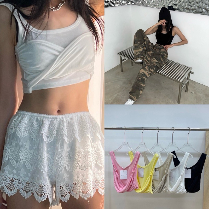 ส่งแมส Twisted crop top 🤍💗🖤  มาแล้วค้า เสื้อกล้าม งานสวยมาก ดีเทลแต่งผ้าไขว้ด้านหน้า น่ารักมาก