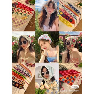 Mygirlsop.thผ้าโพกหัว/ผ้าคาดหัว ถักโครเชต์ แฮนด์เมด ทรงวินเทจ ปรับได้ แมทช์ได้หลายสไตล์
