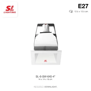 SL LIGHTING | Recessed Downlight โคมไฟดาวน์ไลท์ E27 แบบฝังฝ้า ทรงสี่เหลี่ยมขอบสีขาว รุ่น SL-6-SW-640