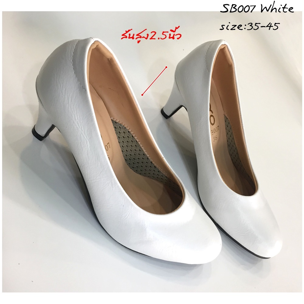 prettycomfort  รองเท้าคัทชู หญิง เล็กกว่าปกติ1ไซส์ ส้นสูง 2.5นิ้ว ใส่ทำงาน เรียน หนังนิ่ม SB007