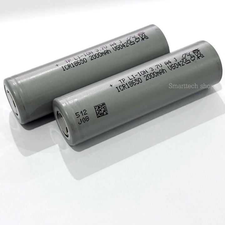 [หัวแบน]  ถ่านชาร์จ 18650 3.7V 2000mahA 5C ของดีราคาไม่แพง