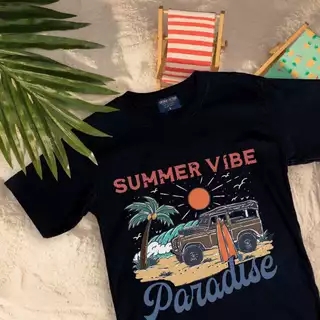 (พร้อมส่ง) เสื้อยืด SUMMER VIBE - ผ้า Cotton100%