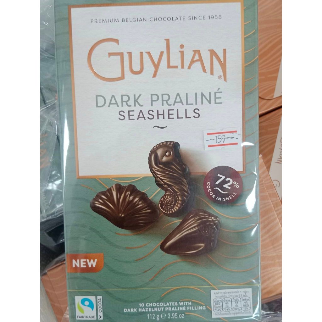GUYLIAN Dark Hazelnut Praline 72% Cocoa Belgian Chocolate Seashells FLAT GIFT BOX 112g * PREMIUM BEL