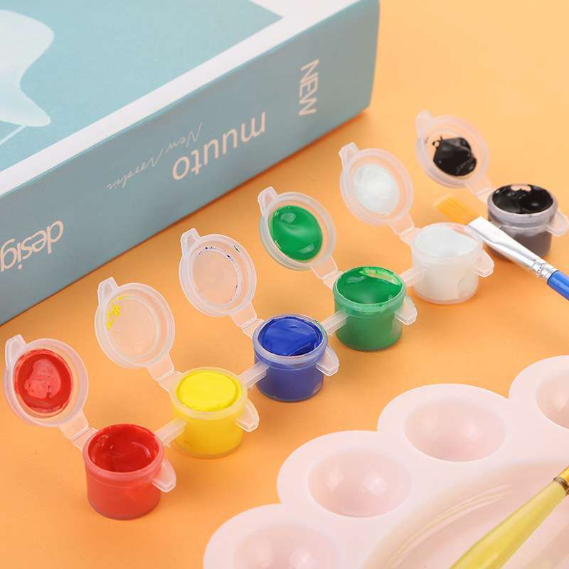 (ส่งจากไทย) สีน้ำอะคริลิค 6-12 สีและพู่กัน (ปลอดภัยต่อเด็ก)