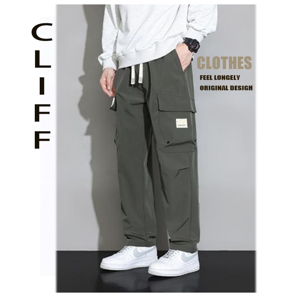 CLIFF- กางเกงคาร์โก้ ทรงหลวม ทรงตรง ขนาดใหญ่ สไตล์เกาหลีวินเทจ แฟชั่นสําหรับผู้ชาย และผู้หญิง