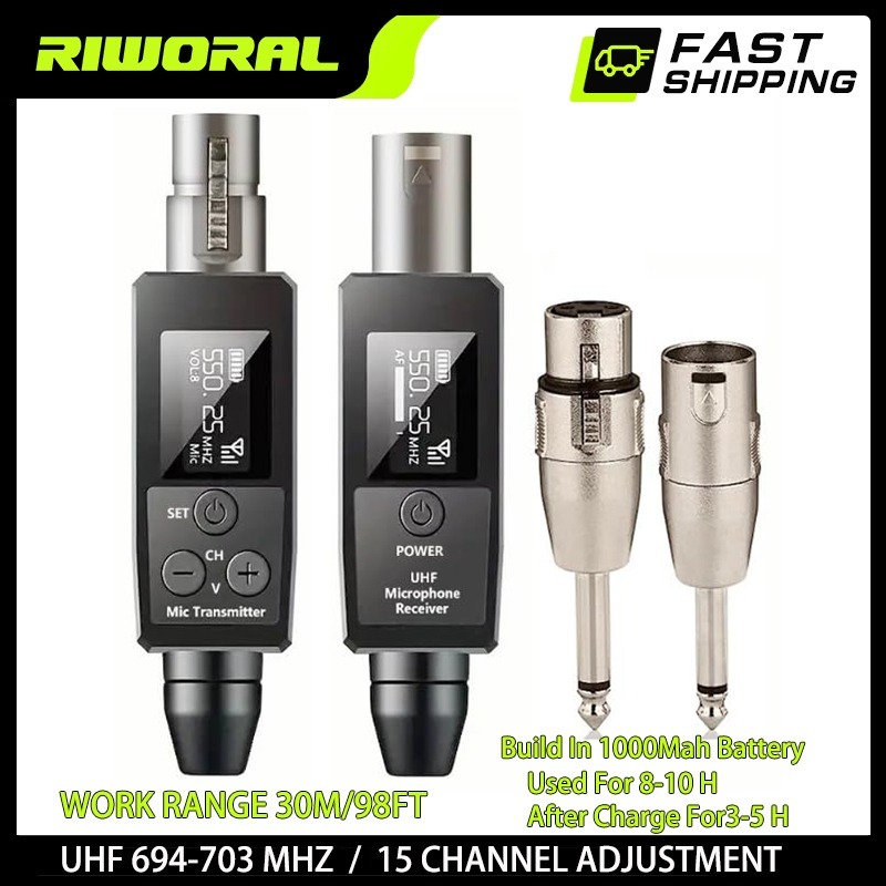 ไร้สาย ไมโครโฟนระบบ UHF DSP XLR หญิง ถึง 6.5mm ชาย อะแดปเตอร์ แบบไดนามิก ไมโครโฟน & ดนตรี เครื่องดนต 50M/164FT For กีตาร