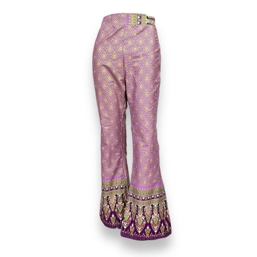 กางเกงขาม้าผ้าพิมพ์ทอง ผ้าเงาสวย