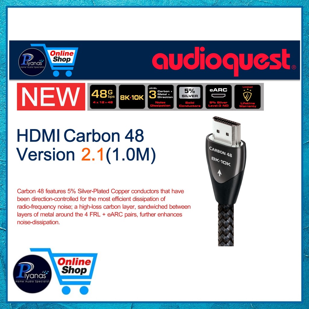AUDIOQUEST : HDMI-CARBON 48 VERSION 2.1 (1.0M)/(2.0M)/(3.0M) /piyanas electric/ปิยะนัส อิเล็คทริคส์
