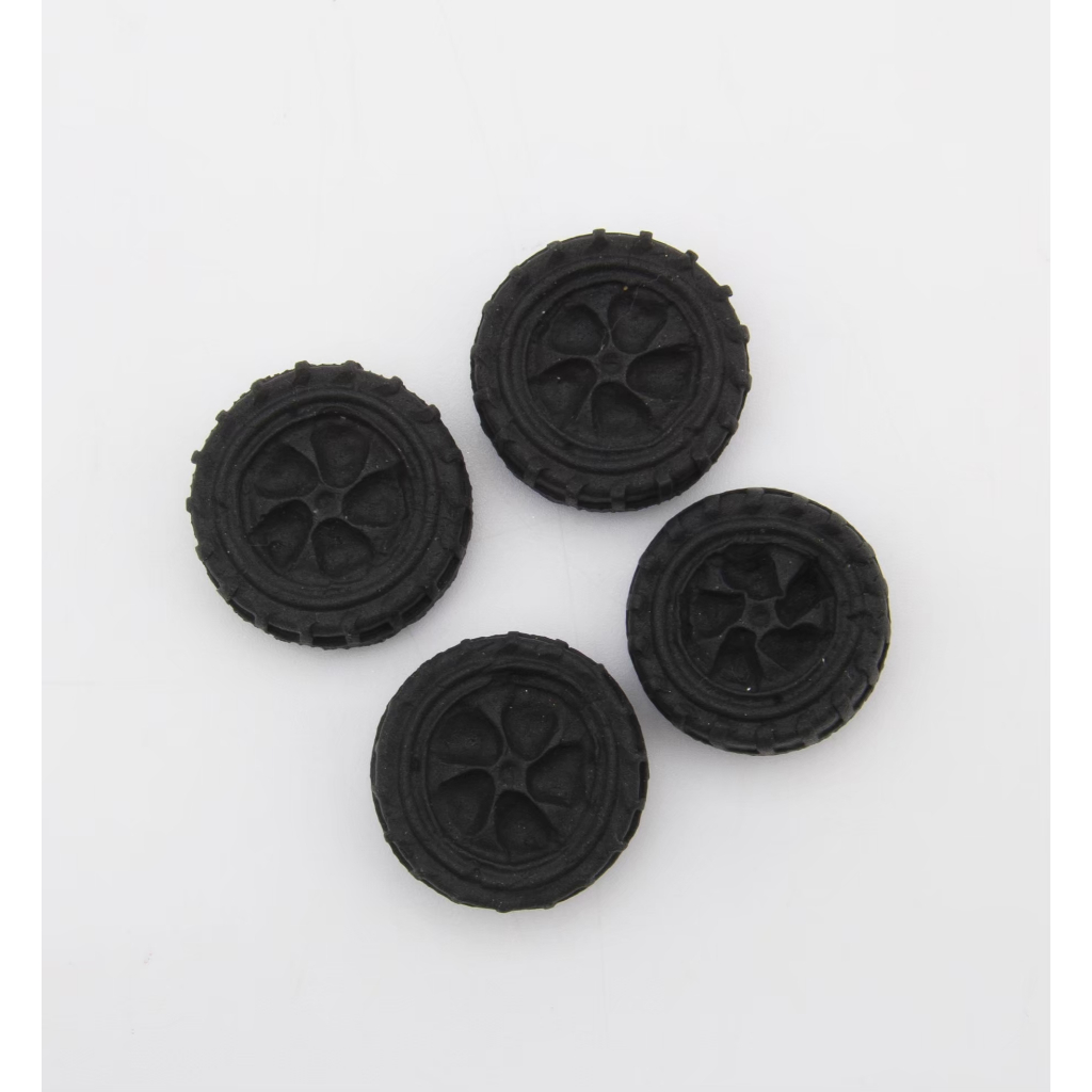 ล้อรถเล็ก fondant No.1 ตัวปั้นน้ำตาลตกแต่งเค้ก ราคา 4 ชิ้น 40 บาท
