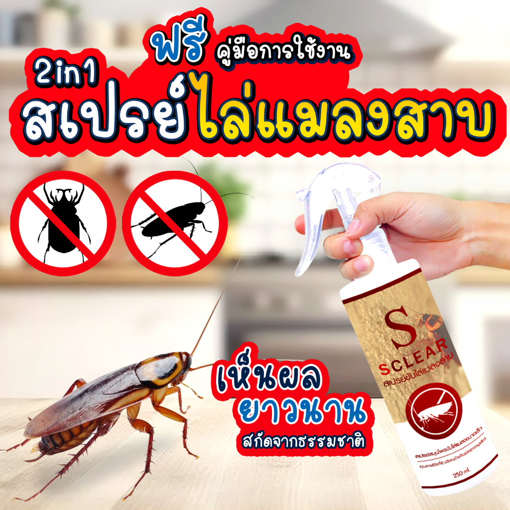 ไล่แมลงสาบ SClear สเปรย์ไล่แมลงสาบ (เก็บเงินปลายทาง ส่งไว) สูตรเข้มข้น