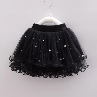 Babyonline(Y329)P2 (ส่งด่วน1วัน)กระโปรงฟรุ้งฟริ้งแฟชั่นสําหรับเด็กผู้หญิงตกแต่งไข่มุกสุดน่ารัก มีซับใน ไม่ระคายเคืองผิว