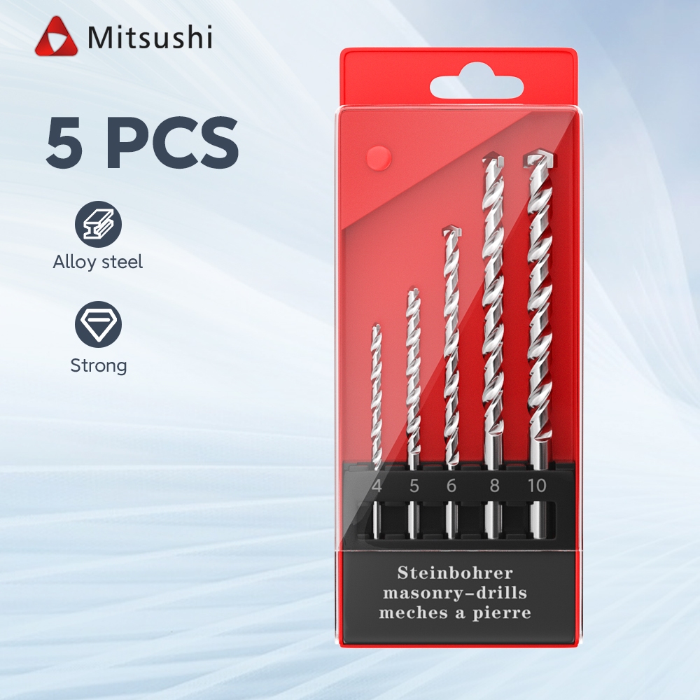 Mitsushi ชุดดอกสว่าน5ชิ้น ดอกสว่านสามเหลี่ยม ดอกสว่านกระเบื้องหินอ่อน เซรามิก รูผนัง ดอกเจาะเหล็ก