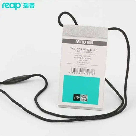 Reap 7129 กรอบอลูมิเนียมอัลลอยด์ใส่บัตร พร้อมสายคล้อง (สีเงิน)