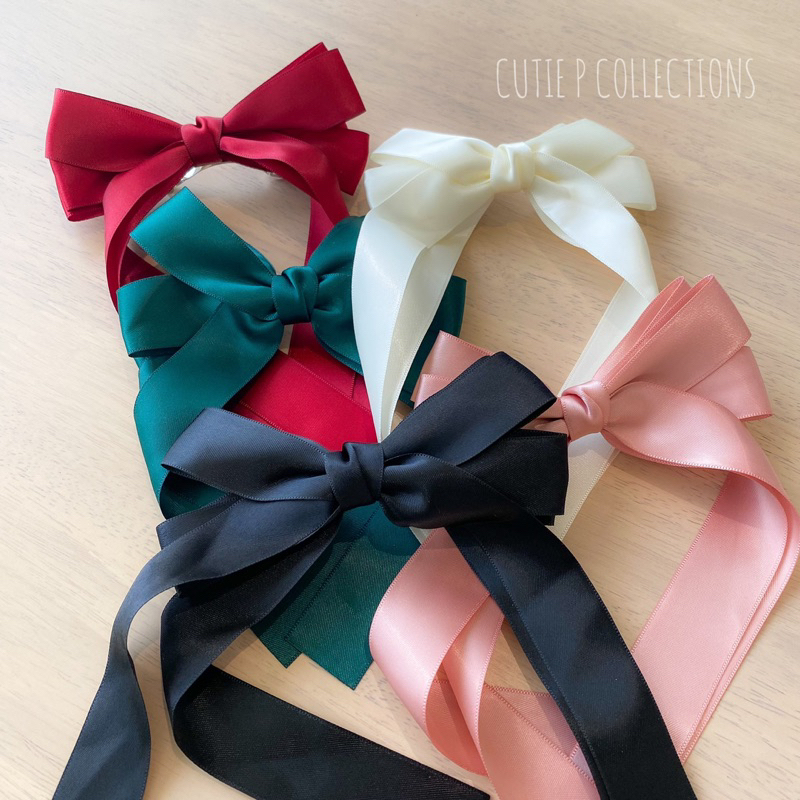 🥝🍒พร้อมส่ง🍒🥝 กิ๊บโบว์ติดผม ขนาด12.5cm ด้านหลังเป็นกิ๊บสปริง โบว์ติดผมสุดคลาสสิค งานจริงสวยน่ารักมากๆ