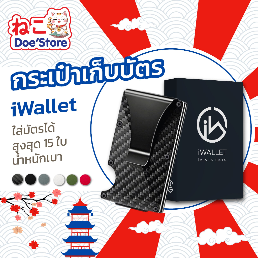 iWallet กระเป๋าใส่บัตรอลูมิเนียม ของแท้ รับประกันสินค้า 10 ปี! กระเป๋าสตางค์ คาร์บอน ใส่บัตรได้ถึง 15 ใบ พกพาง่าย ไม่ตุง
