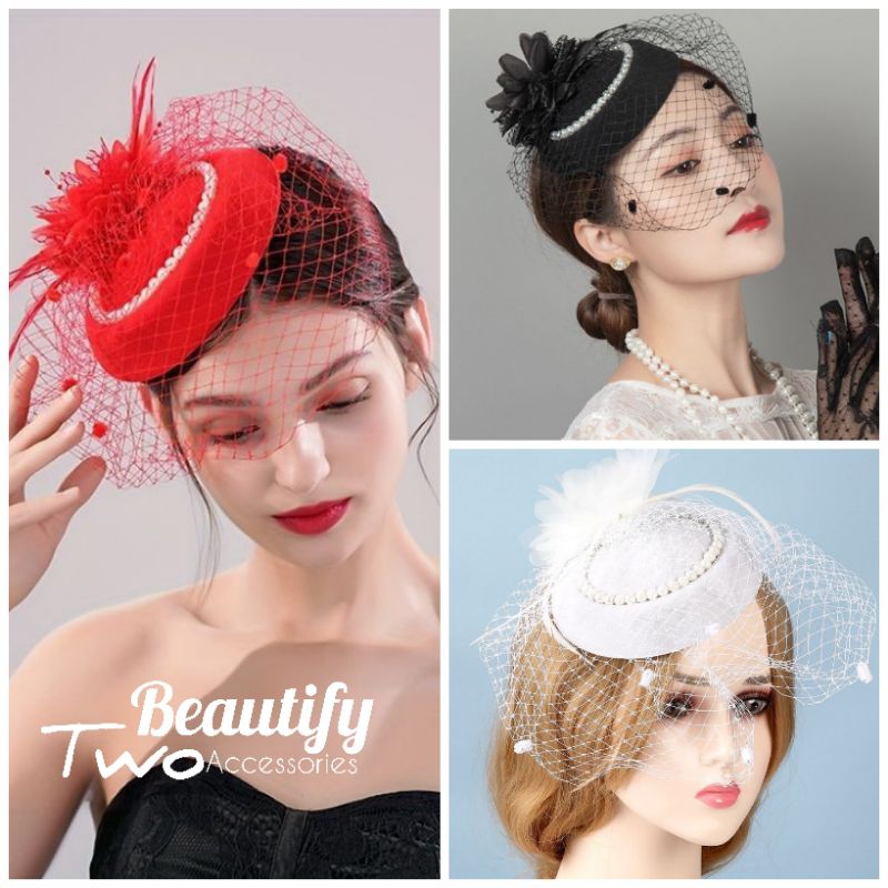 หมวกผู้ดีอังกฤษล้อมมุกประดับตาข่ายบังหน้าสวยสง่าจนคนต้องตะลึง