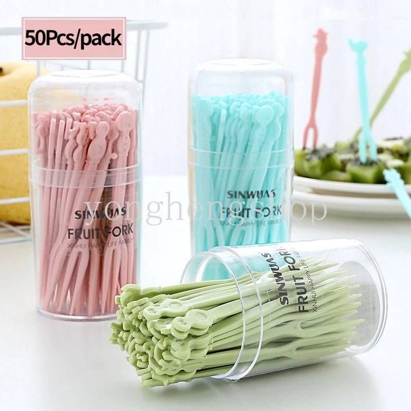 50 ชิ้น / เซต ส้อมผลไม้ แบบใช้แล้วทิ้ง ขนมหวาน สลัด บาร์บีคิว ไม้จิ้มฟัน ขนาดเล็ก เค้ก ส้อม อุปกรณ์เบนโตะ อุปกรณ์ปาร์ตี้