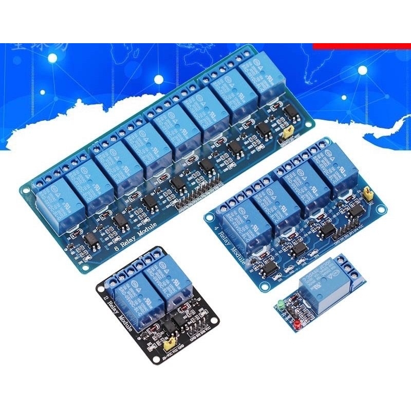 1/2/4/6/8 ช่อง 5V/12V/24V พร้อมบอร์ดควบคุมรีเลย์ OPTOCOUPLER พร้อมไฟแสดงสถานะ เอาท์พุทรีเลย์