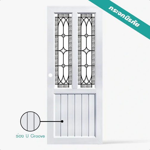 ประตู UPVC ภายใน กระจก ECO-DOOR C2 80X200CM ขาว (เจาะ)