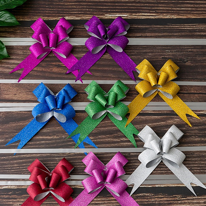 ใหม่!!โบว์รูดกากเพชรวิบวับ(กึ่งสำเร็จรูป)เส้นขนาด2-5ซม.ห่อของขวัญราคาถูกพร้อมส่ง!!