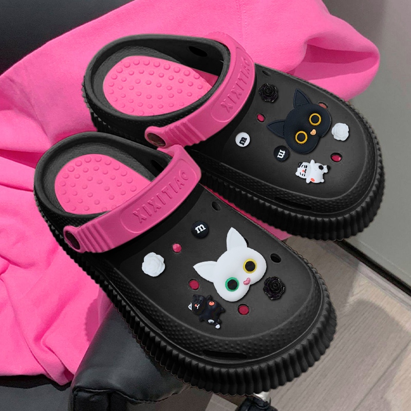 LGShoes พร้อมส่งทุกพื้นที่ รองเท้าหัวโตแฟชั่น รุ่นนี้ดีไซน์เรียบแต่เป็นงานทูโทน มี 4 สีให้เลือกหยิบจับ ตัวยางคุณภาพดี ใส - รูปที่ 4