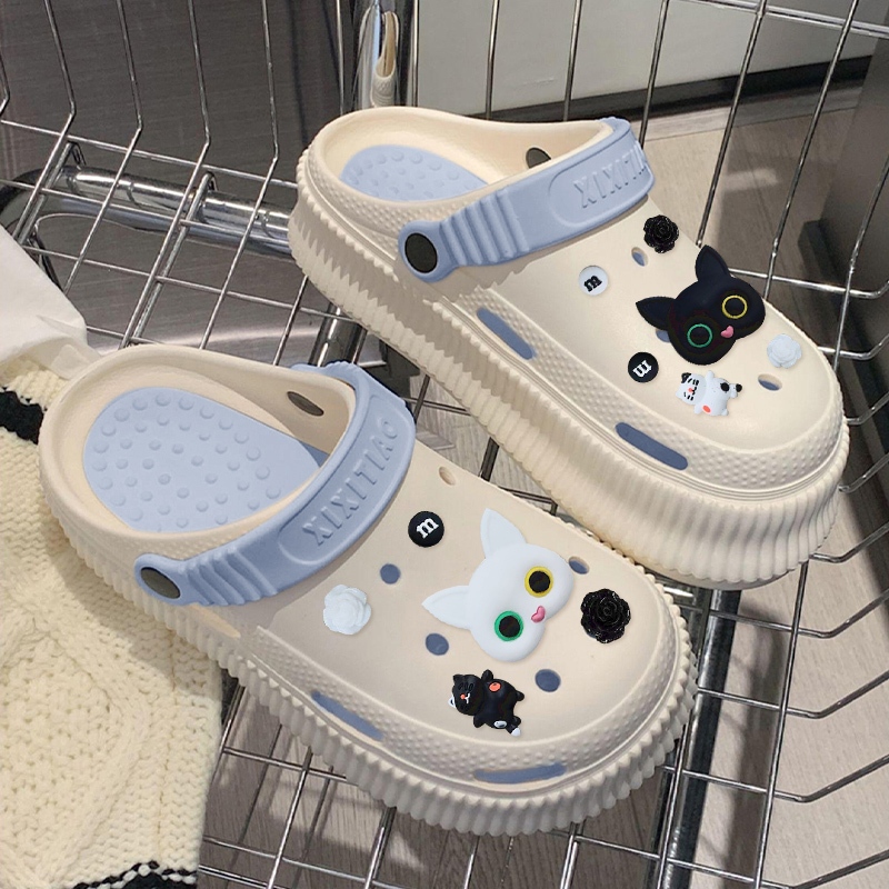 LGShoes พร้อมส่งทุกพื้นที่ รองเท้าหัวโตแฟชั่น รุ่นนี้ดีไซน์เรียบแต่เป็นงานทูโทน มี 4 สีให้เลือกหยิบจับ ตัวยางคุณภาพดี ใส - รูปที่ 5