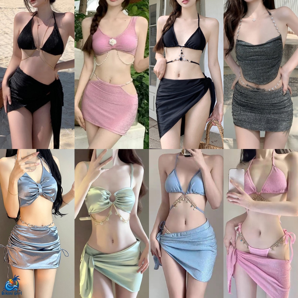 ชุดว่ายน้ำ3ชิ้น ชุดว่ายน้ำ mermaid ห่วงโซ่ที่ประณีต หลายสไตล์ ส่งไวจากไทย1-3วัน#链条bikini