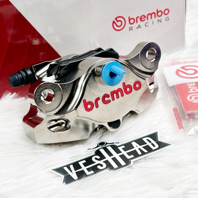 ปั๊มเบรค Brembo ด้วง นิกเดิ้ล แท้ สแกนผ่าน พร้อมขาจับปั๊มจาน Vespa 200 มม. ปั๊มเบรคล่าง 2 pot cnc เบรมโบ้