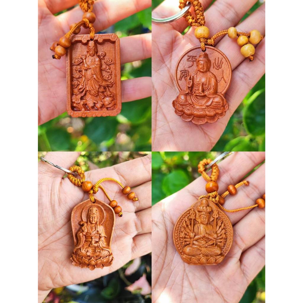 พวงกุญแจไม้ พระโพธิสัตว์ แม่กวนอิมพันมือ พันกร ประทานพร พร้อมส่ง
