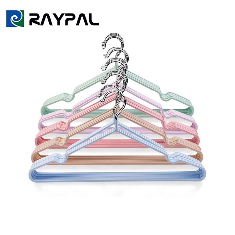 RAYPALไม้แขวนเสื้อ ไม้แขวนสแตนเลส เคลือบซีลีโคนกันลื่น 2ขนาด ไม้แเขวนเสื้อเด็ก 30cm ผู้ใหญ่40cm สีพาทเทลน่ารัก1แพค10ชิ้น