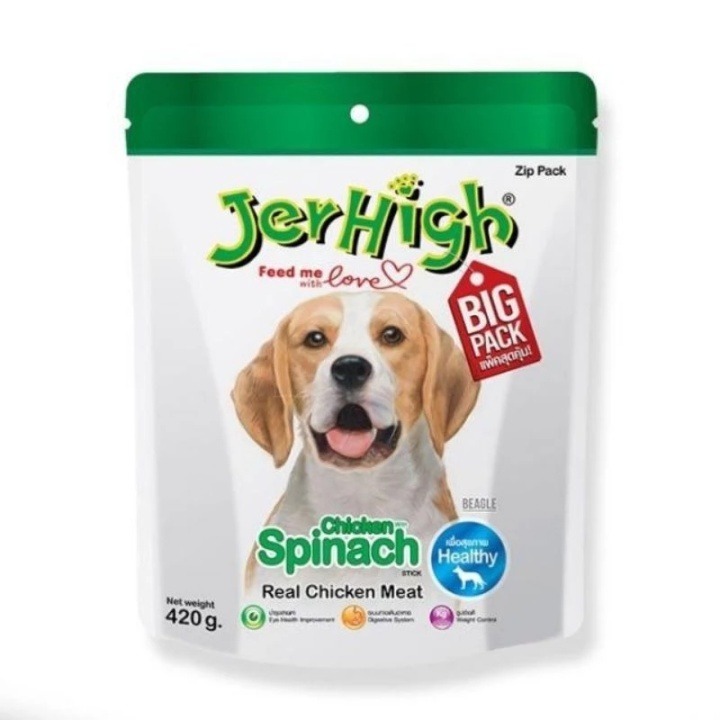 JERHIGH SPINACH STICK เจอร์ไฮ สปิแนช สติ๊ก ขนมสุนัข รสผักโขม 420 กรัม(420 g)