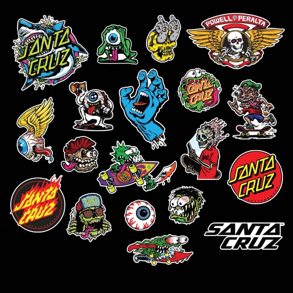 (คุ้มสุดๆ19ชิ้น) สติกเกอร์ ลาย Santa Cruz ติดรถมอไซน์ Skate กันน้ำได้100%
