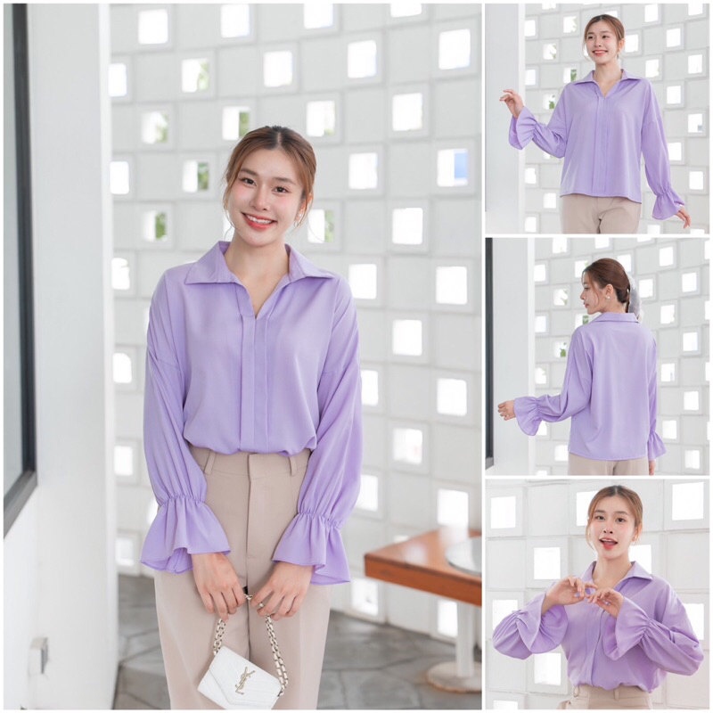 เสื้อคอปก แต่งสาบ แขนกระดิ่ง #L154shop_758